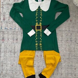 Hanna Andersson Green and Yellow Elf movie pajama set Costume size 8